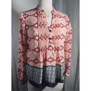 HD in Paris Blouse Petite 6 Women’s 2000's Abstract Patterned Button-Down Top